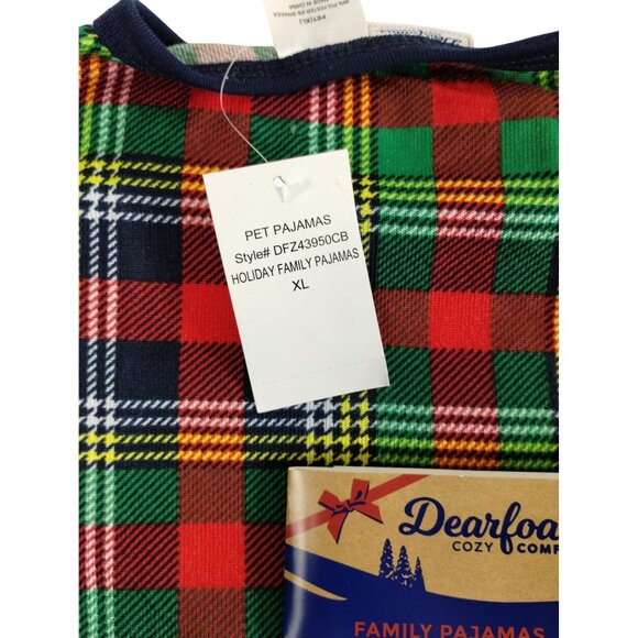 Dearfoams Holiday Family Pet Pajamas XL Plaid Dog Outfit - Picture 3 of 6